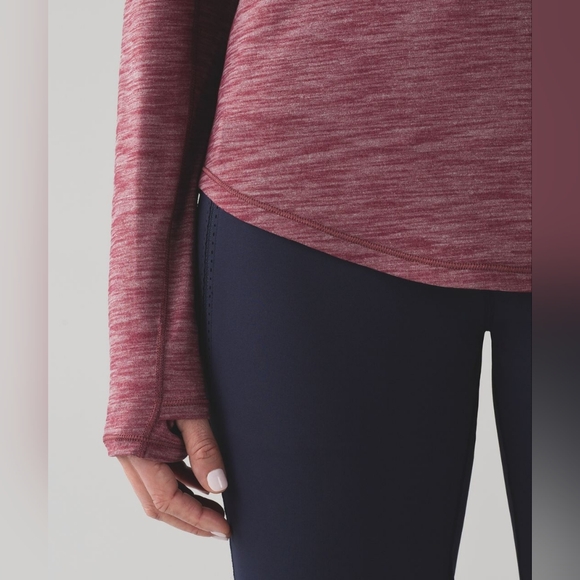 GUC Lululemon Athletica Lost in Pace Long Sleeve Heathered Deep Rouge Size 12 - Picture 4 of 14